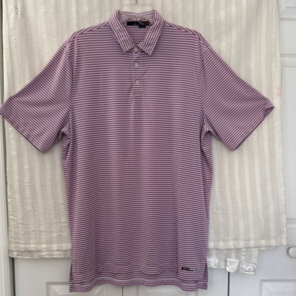 Ralph Lauren Lavender RLX Knit Striped Polo Shirt, size XL